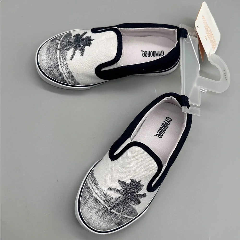 Boys Palm Tree Slip-On Sneakers in Size 10